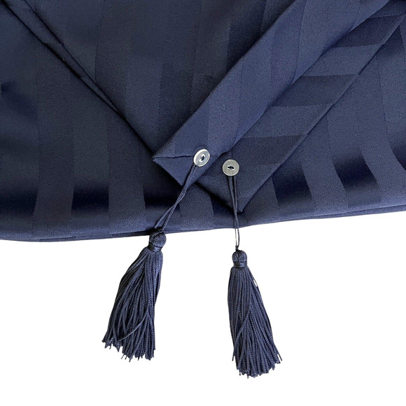 Tablecloth Round Navy Blue Polyester Stripe 70" Diameter & Table Runner Elegant - Picture 11 of 13